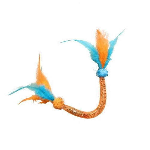 Elastic Mesh Self-Stimulating Cat Toy, Chewable Interactive Pet Toy for Cats, Stretchable Elastic Rope with Vibrant Feathers for Hunting and Play, Perfect for Indoor Playtime and Training Cats