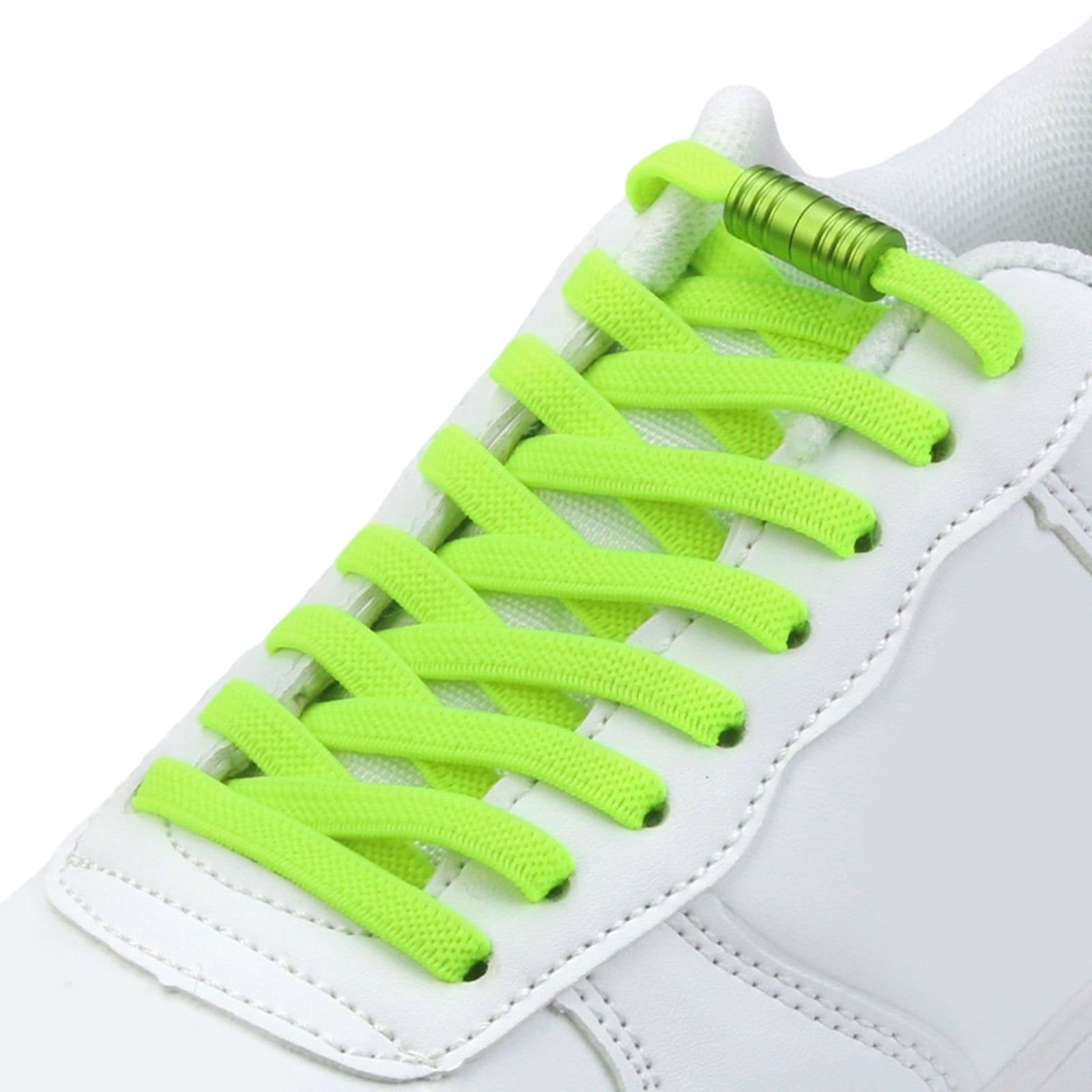 View of Elastic No-Tie Shoelaces Quick-Lock Metal Aglets Adjustable Tension For ...