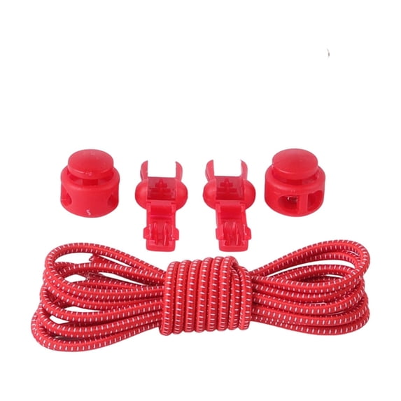 Elastic No Tie Shoelaces with Adjustable Locking Toggles, 1 Pair, Red, for Hiking Boots and Sneakers