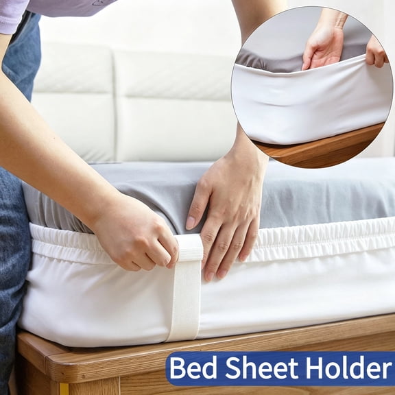 Elastic Non-Slip Bed Sheet Holder, 360 ° Fully Encased Sheet Fastener Cover, 4 Sizes White 
