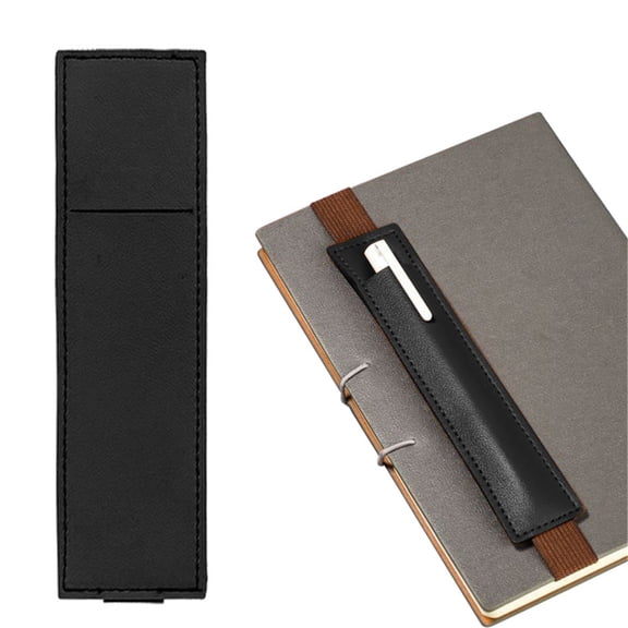 Elastic Notebook Pen Holder, Adjustable Hold 2 Pen Holder PU Leather Pencil Sleeve Pouch for Journal Clipboard Planner Books, 1 Pcs, 1.77x7.08"