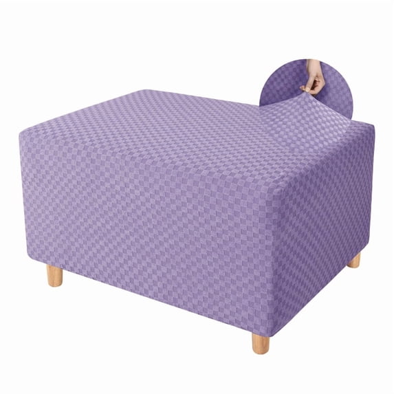 Elastic Ottoman Slipcover, Stretchable Furniture Protector With Non-Slip Design For Square Footstool Pouf, Jacquard Washable Cover Fits 18 To 24 Inch, Home Decor & Easy Care