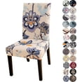 thumbnail image 1 of Elastic Parsons Chair Covers for Dining Room Chair Seat Covers, Chair Protectors, Party Pet Protection, Universal Soft Polyester (Set of 2, Beige Floral), 1 of 8