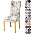 thumbnail image 1 of Elastic Parsons Chair Covers for Dining Room Chair Seat Covers, Chair Protectors, Party Pet Protection, Universal Soft Polyester (Set of 2, Flowers Beige II), 1 of 9