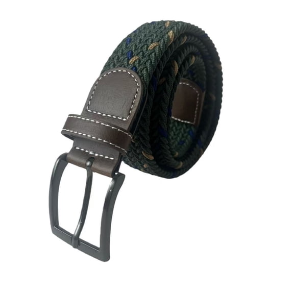 Elastic Pin Buckle Military Green Braided Casual Stretch Belts, Belt length 39", 1 pc