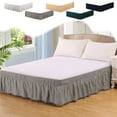 thumbnail image 1 of Elastic Pleated Bed Skirt | Slip-Resistant Polyester with Pom-Pom Trim | Hotel Style | 39.37x74.8in | 15-30cm Mattress Fit | Gray/White/Green/Yellow/Navy | 1 Pack, 1 of 9