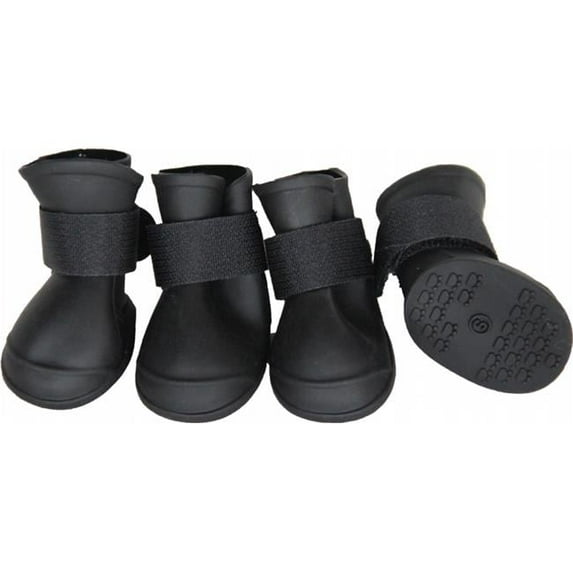 Elastic Protective Multi-Usage All-Terrain Rubberized Dog Shoes, Black - Small