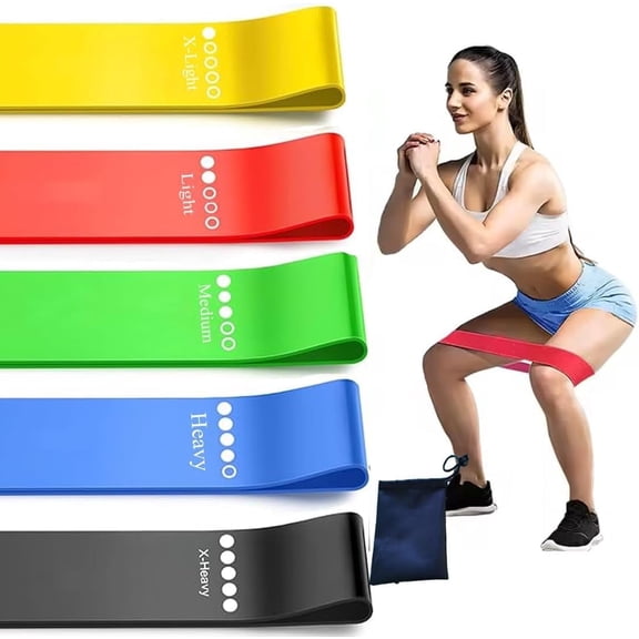 Elastic Resistance Loop Bands for Workout, Yoga, Physical Therapy, Pilates, 5 Pack