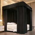 thumbnail image 1 of Elastic Roof Style Four Corner Post Princess Bed Canopy Curtains Cozy Breathable Tent Canopy Mosquito Net for Girls & Adults Bedroom Decoration (Black, 70-78" W*86" L*82"*H/(King)), 1 of 14