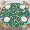 thumbnail image 1 of Elastic Round Fitted Tablecloth, Fit Christmas Candy Cane Design, Stretchable Polyester Fabric for Kitchen, Dining Party Decor, 40"- 44" Table Cover (Small), 1 of 4