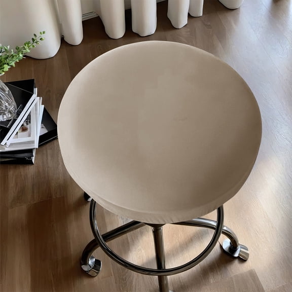 Elastic Round Stool Cover - Stretch Milk Silk Bar Chair Protector, Waterproof Washable Universal Fit for Home, Kitchen & Dining Room