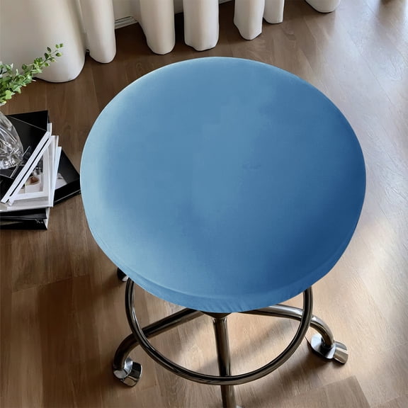Elastic Round Stool Cover - Stretch Milk Silk Bar Chair Protector, Waterproof Washable Universal Fit for Home, Kitchen & Dining Room