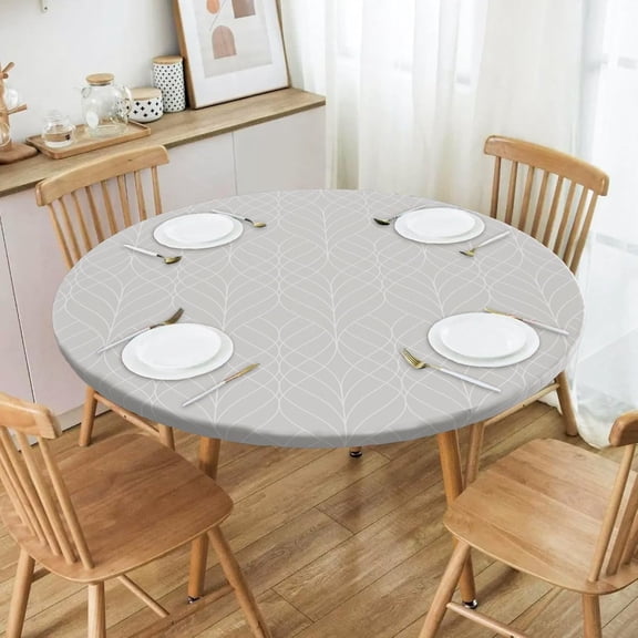Elastic Round Tablecloth - Fit for 36-44” Tables, Round Fitted Table Cloth with Elastic Edge, Water Resistant Washable Table Covers for Dining Room, Party & Kitchen Decor