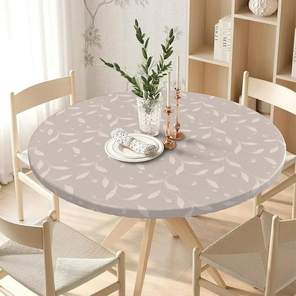 Elastic Round Tablecloth Fitted Washable Fitted Table Cover for Indoor and Outdoor Dining Table Cloth Protector,45"- 54"