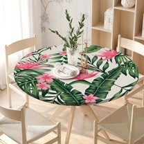 Elastic Round Tablecloth Fitted Washable Fitted Table Cover for Indoor and Outdoor Dining Table Cloth Protector,45"- 54"