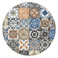 thumbnail image 1 of Elastic Round Tablecloth Floral Bohemian Print, 44 Inch Fits 38"-42" Tables, Stain Resistant Vinyl for Holiday Gatherings & Meals, 1 of 7