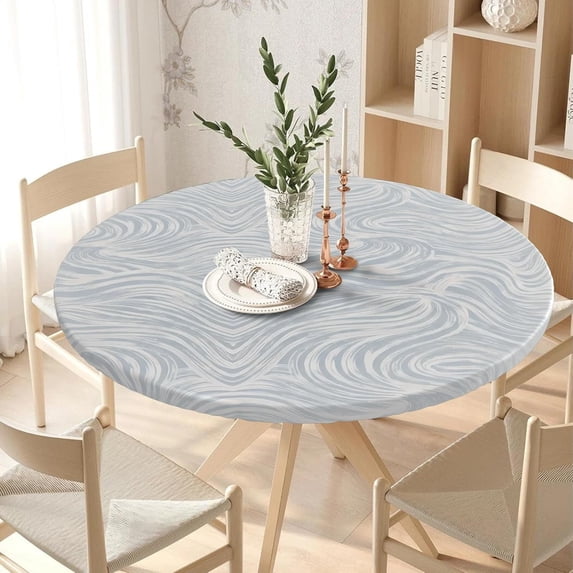 Elastic Round Tablecloth Washable Fitted Table Cover for Indoor and Outdoor Dining Table Cloth Protector,45"- 54"