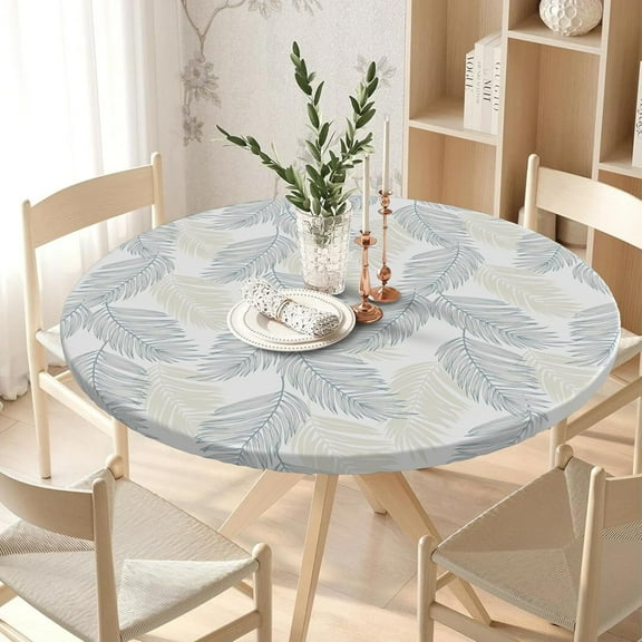 Elastic Round Tablecloth Washable Fitted Table Cover for Indoor and Outdoor Dining Table Cloth Protector,45"- 54"