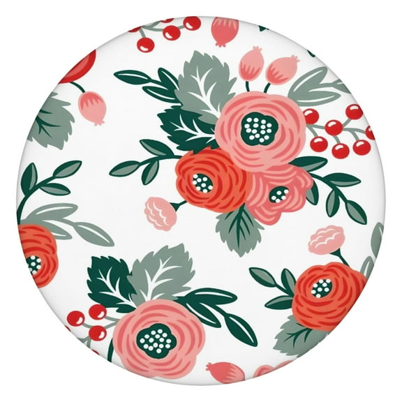 Elastic Round Tablecloth with Elegant Floral Design, Waterproof-Feel Polyester Fabric for Home and Outdoor Use, Fits 44-52 Inch Round Tables