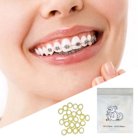 Elastic Rubber Bands for Braces 100 Pcs Elastic Bands Teeth Traction Rings Ortho Elastics for Care and Teeth Alignment 0.37inch