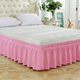 thumbnail image 1 of Elastic Ruffle Bed Skirt Wrap Around with Belt Solid Color European American Style Single Bed Dustproof Bed Base Cover Elastic Band Easy Fit Gift, 1 of 3