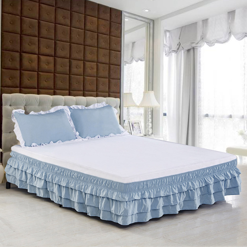 Elastic Ruffle-pleated Polyester Bed Skirt Ruffle Easy Fit Spread Cover ...