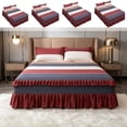 thumbnail image 1 of Elastic Ruffled Bed Skirt 3-Piece Set, Decorative Bedspread with Ruffle Edges & Pillow Shams, Machine Washable Bed Sheet Cover for Bedroom & Hotel Decor, 70.87" x 78.74", AKLJWH, 1 of 9