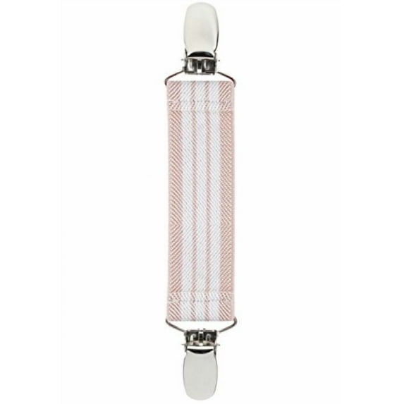 Elastic Scarf and Hat Clips Attacher with Extra Heavy Clips - Beige and White Striped