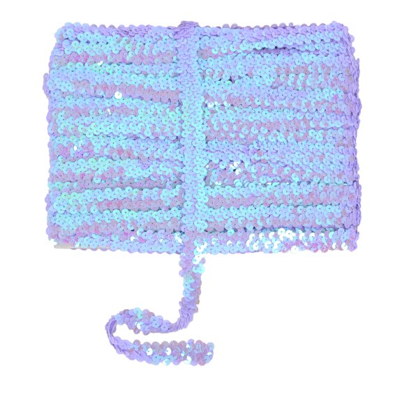 Elastic Sequin Trim, 0.8 Inch 2 Row Flat Glitter Paillette Sequin Ribbon, Metallic Sequin Strip DIY Decorations, 25 Yards, Lavender