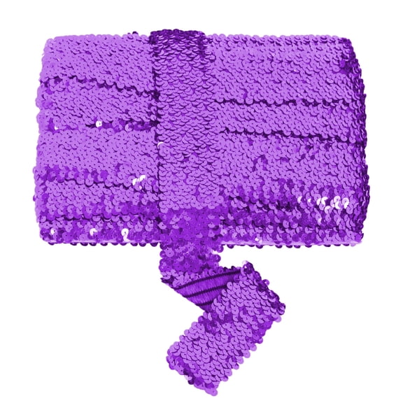 Elastic Sequin Trim, 1.9 Inch 5 Row Flat Glitter Paillette Sequin Ribbon, Bling Fabric DIY Metallic Stretch Sequin Strip, 11 Yards, Purple