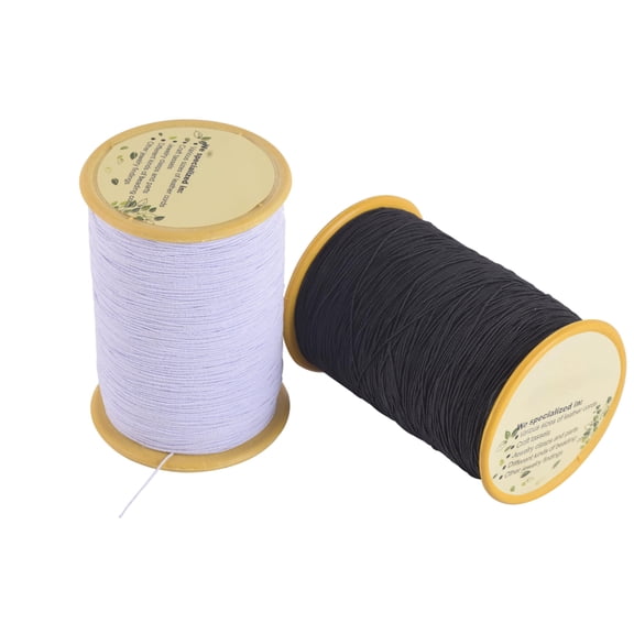 Elastic Sewing Thread 1100 Yards 0.5mm, Black and White Stretchy String for Sewing Machine, Shirring, Smocking, Gathering, Bracelets, Jewelry Making, Knitting, Crocheting, Black, White