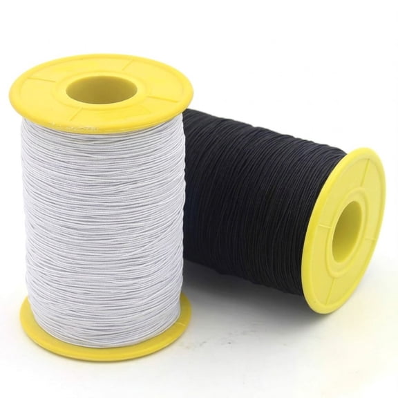 Elastic Sewing Thread for Smocking, Shirring, Gathering, 0.5mm Stretchy String for Bracelets and Crafts, Fits Most Sewing Machines, 2 Rolls 1100 Yards, Black and White