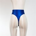 thumbnail image 1 of Elastic Shiny Sexy Gloss Satin G-string Women Panties Dance Wear High Waist BLUE M, 1 of 1