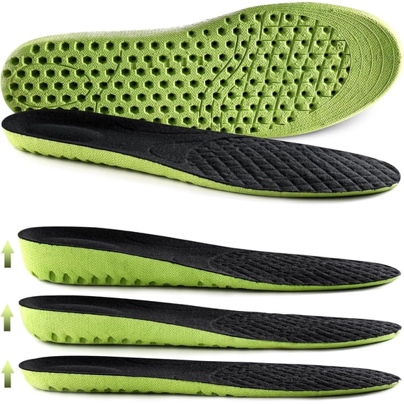 MINKUROW Elastic Shock Absorbing Height Increasing Sports Shoe Insoles,Soft Breathable Honeycomb Orthotic Replacement Inserts for Men & Women