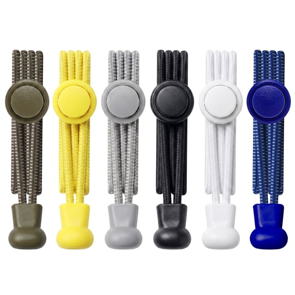 Elastic Shoe Laces No Tie Shoelaces for Adults Tieless 6 Colors Black White Gray Yellow Blue Khaki