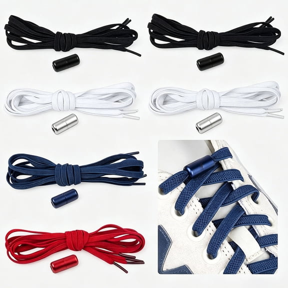 Elastic Shoe Laces, Universal Tieless Shoelaces with Metal Lock