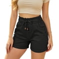 thumbnail image 1 of Elastic Shorts for Women Drawstring Casual Shorts Solid High Waist Short Pants with Pockets Rolled Hem Summer Shorts Loose Work Shorts Daily Wear, 1 of 6