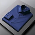 thumbnail image 1 of Elastic Silk Long Sleeve Dress Shirt for Men - Wrinkle-Free, Solid Color, Slim Fit Business Shirt, 1 of 18