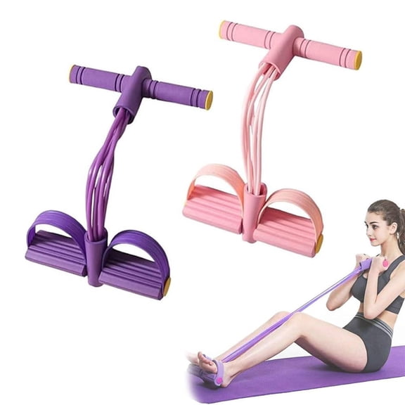Elastic Sit up Pull Rope, Pedal Resistance Bands with Handles Upgrade 6-Tubes Multifunction Tension Rope Foot Pedal Resistance Band At Home Workout Equipment for Abdomen, Waist, Arm, Leg