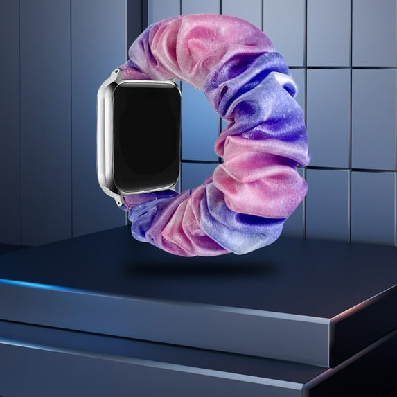 Elastic Smart Watch Band, 42/44/45/49mm Stretchy Reusable Hairband Strap, Compatible with All Generations, Tie Dye Rainbow Design, Soft and Adjustable for Daily Wear