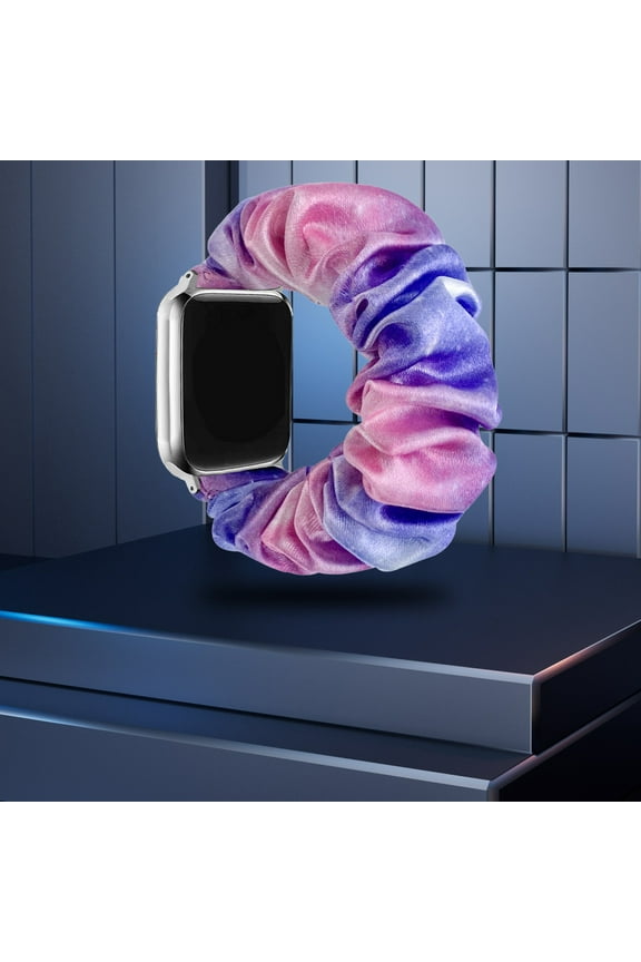 Elastic Smart Watch Band, 42/44/45/49mm Stretchy Reusable Hairband Strap, Compatible with All Generations, Tie Dye Rainbow Design, Soft and Adjustable for Daily Wear