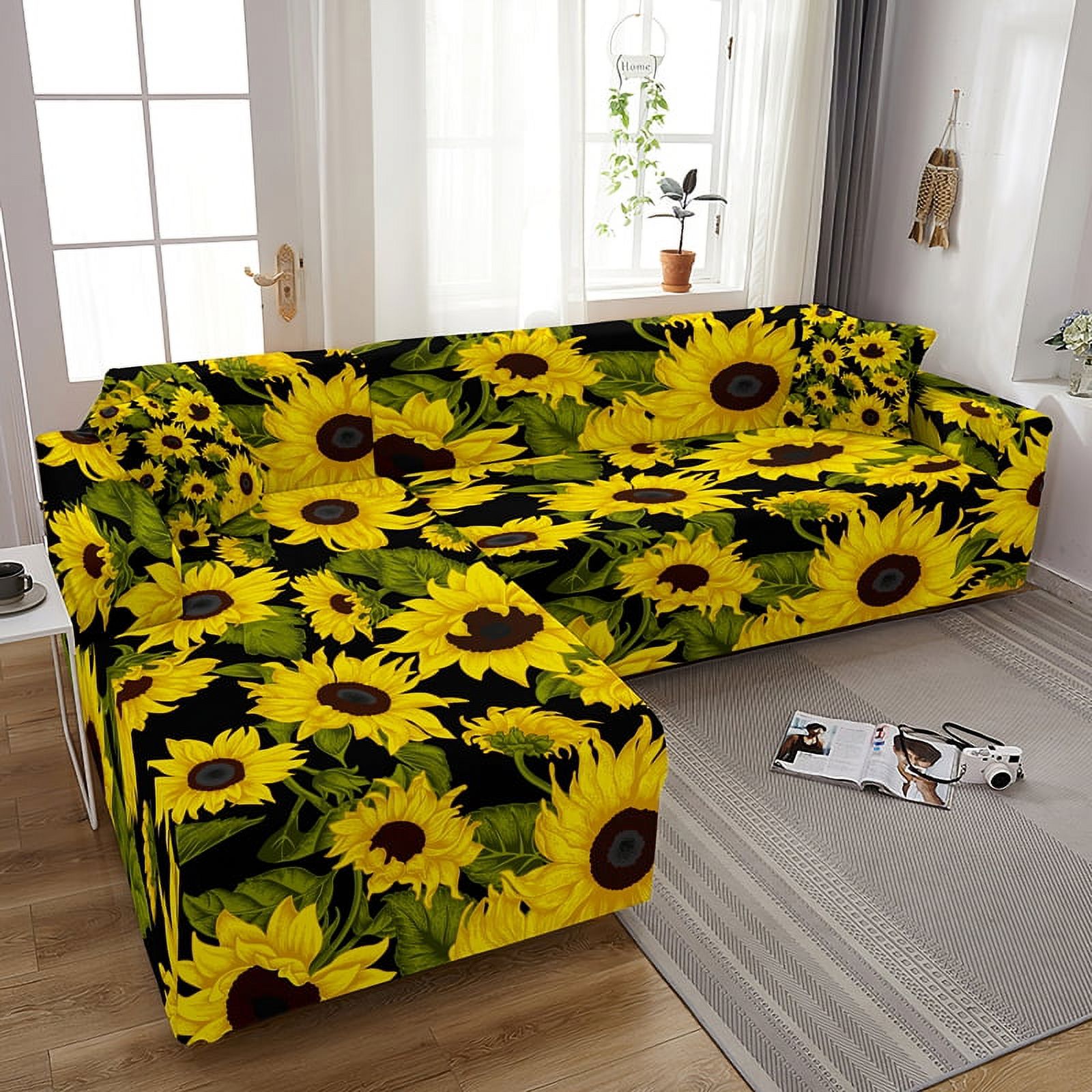 Elastic Sofa Cover Expandable Couch Covers Sunflowers Printing 1/2/3/4 ...