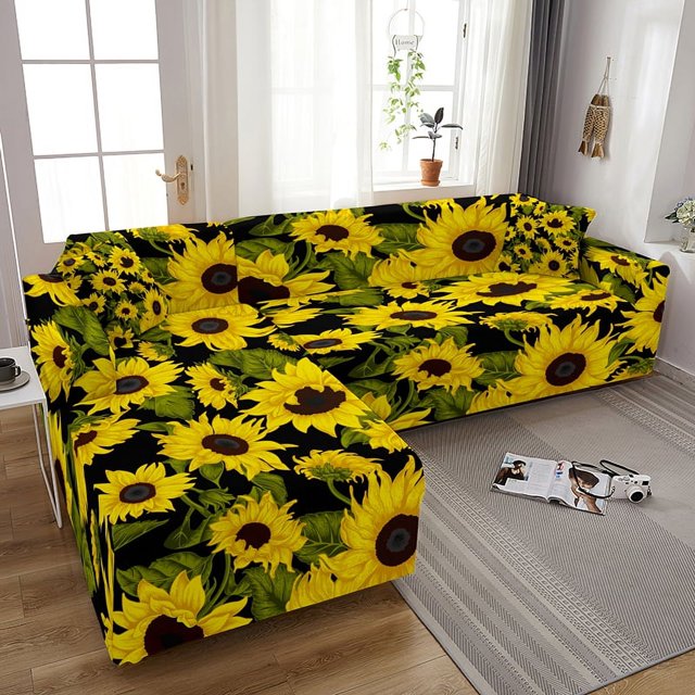Elastic Sofa Cover Expandable Couch Covers Sunflowers Printing 1/2/3/4