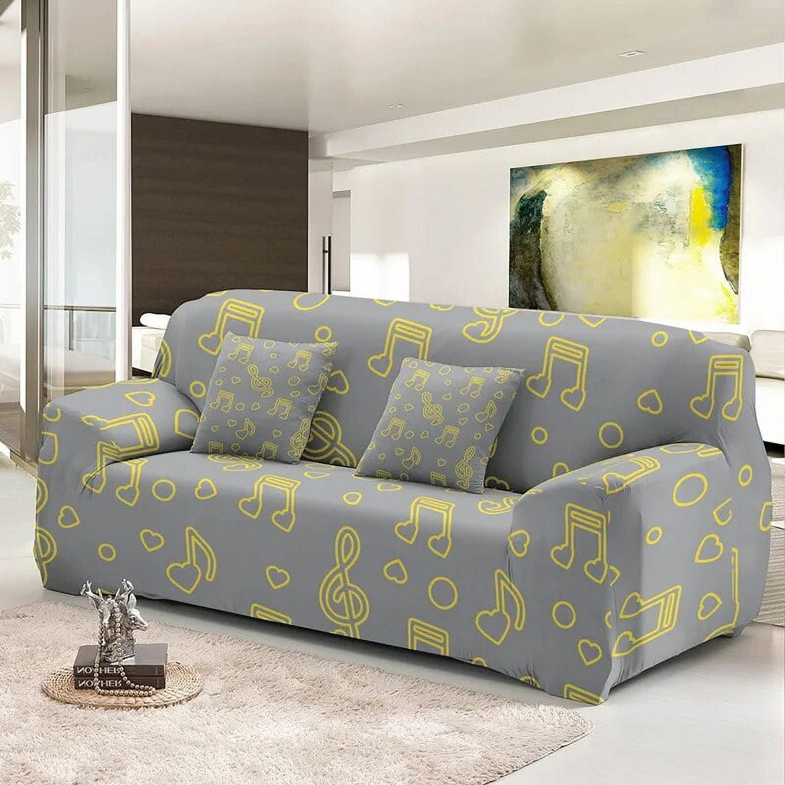 Elastic Sofa Cover Musical Note Printed L Shape Slipcover 1/2/3/4 ...