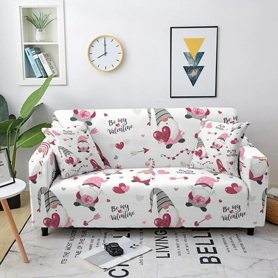 Elastic Sofa Cover for Living Room 3D Love Heart Print Slipcover Sectional Couch Cover Corner Sofa Cover Valentine's Decoration