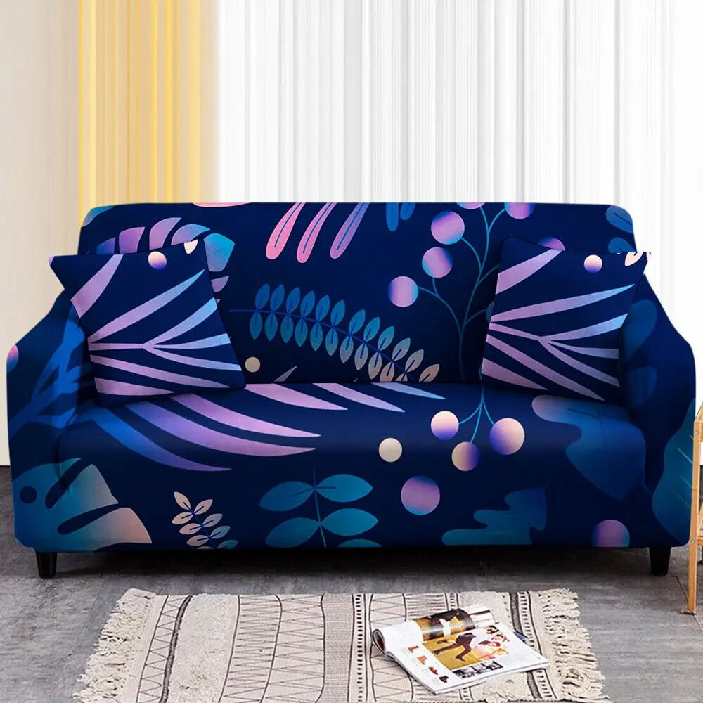 Elastic Sofa Cover for Living Room Leaves Flower Pattern Stretch Couch
