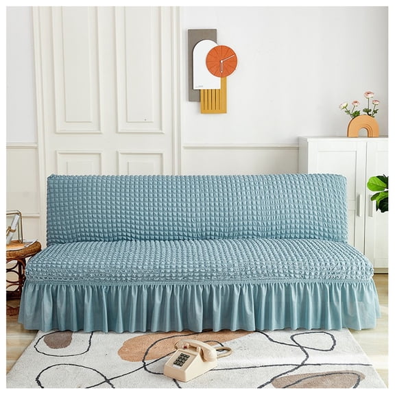Elastic Sofa Cover with Skirt Armless Sofa Cover Stretch Non-Slip Stretch Washable Protective Cover