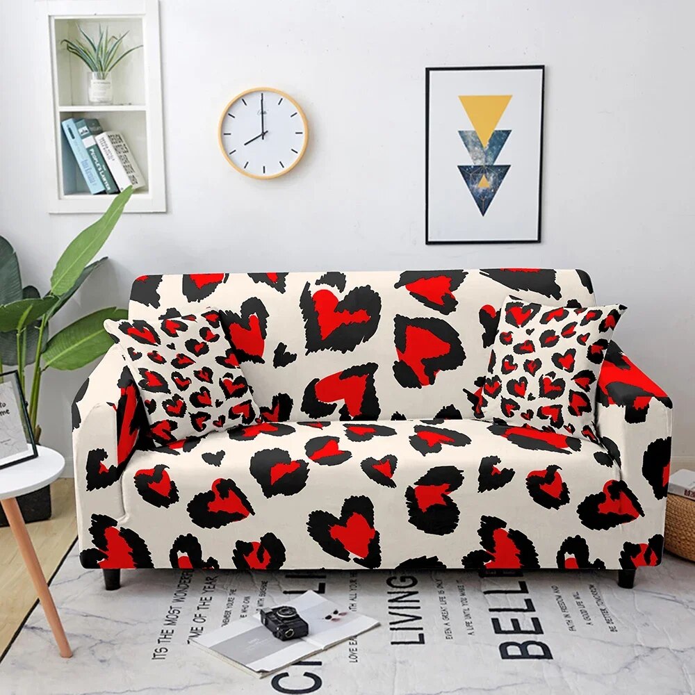 Elastic Sofa Covers for Living Room Love Heart Pattern Stretch