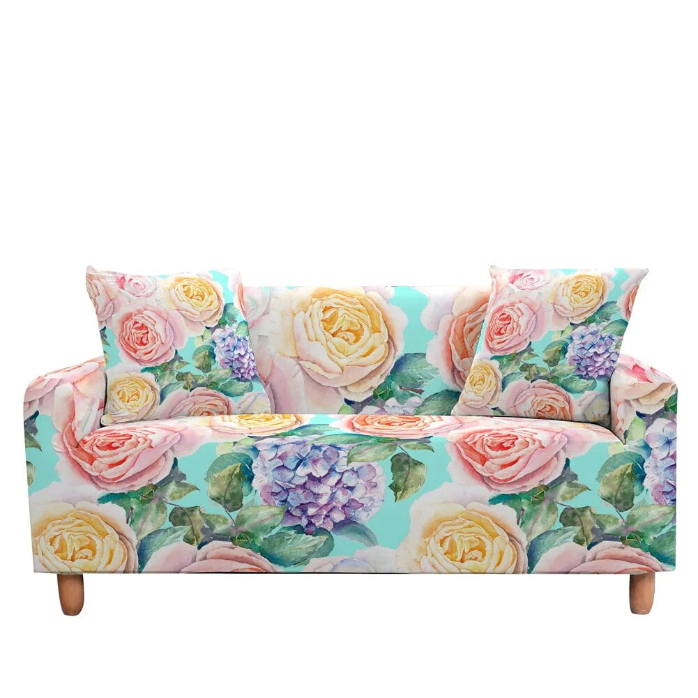 Elastic Sofa Covers for Living Room Stretch Rose Flower Slipcovers ...