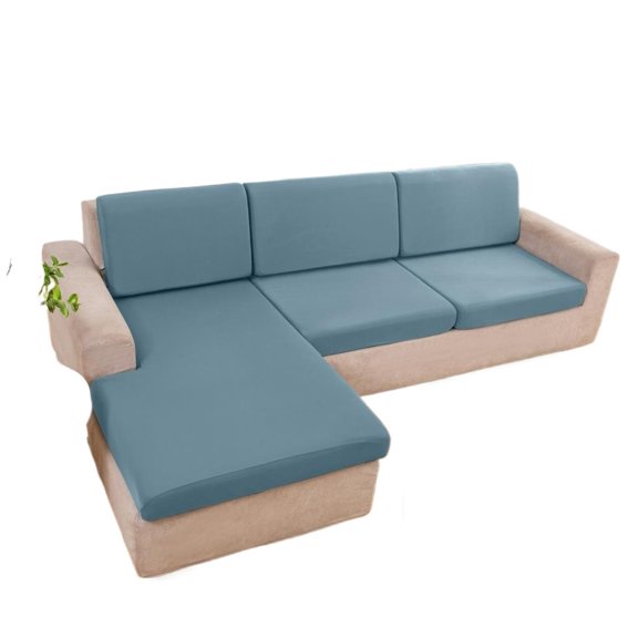Elastic Solid Sofa Seat Cover Elastic Sofa Cushion Cover Sofa Cover L-shaped Grooved Polyester Armrest Seat Cover